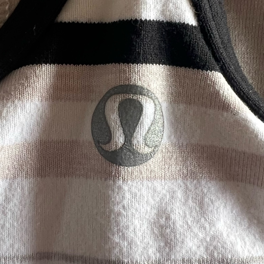 Lululemon Power Y Tank Luon Black White Tan Women's Tank Top Size 8 - Picture 7 of 7